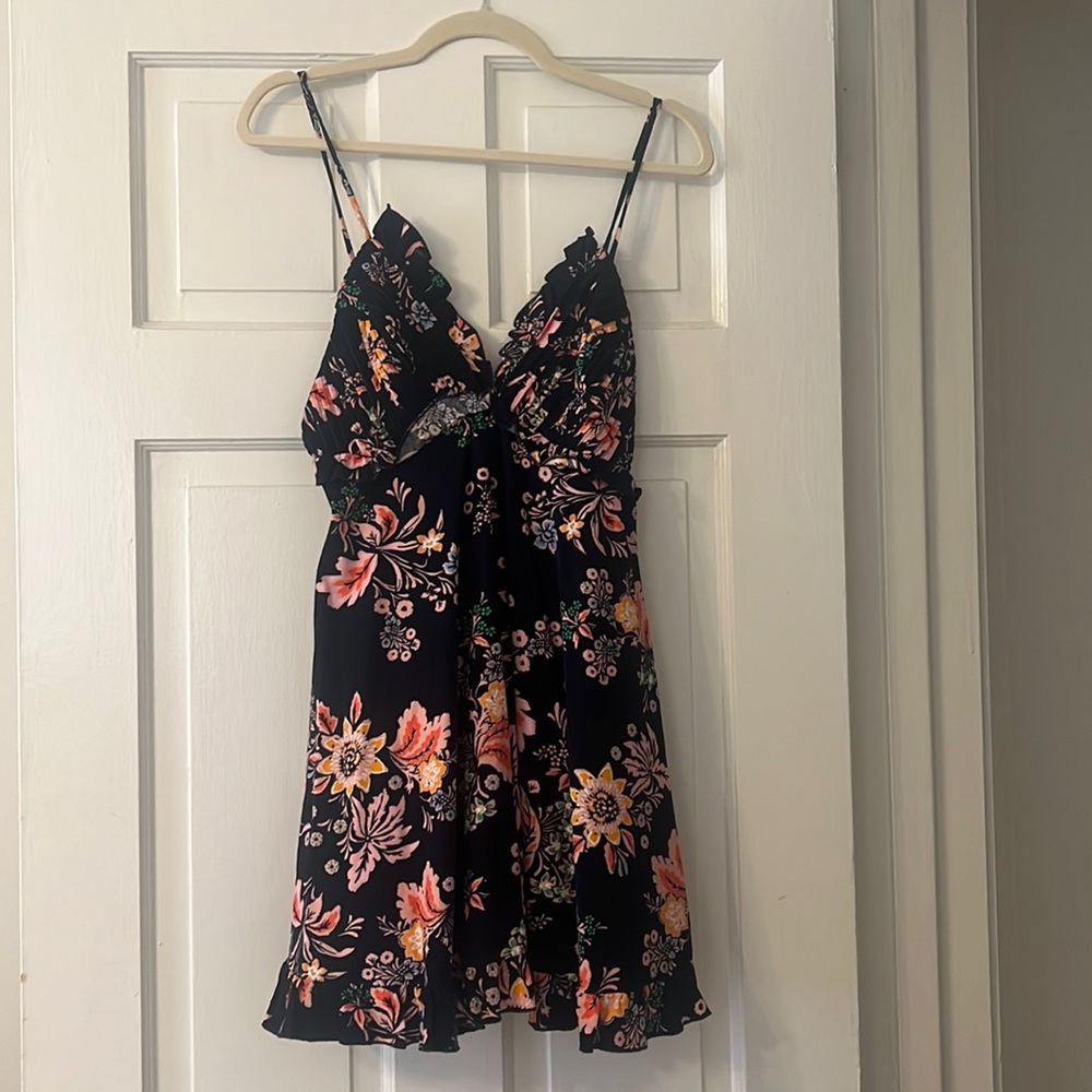 Free people navy floral dress with adjustable straps
